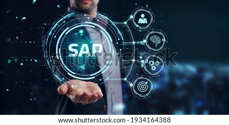 SAP System Software Automation concept on virtual screen data center. Business, modern technology, internet and networking concept