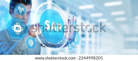 SAP System Software Automation concept on virtual screen data center. Business, modern technology, internet and networking concept.