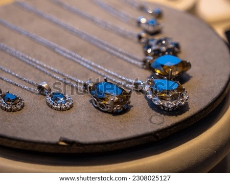 Sapphire and Diamond Necklace - On Sale in Shop front in UAE Dubai. Best place in the world to buy luxury jewellery in the souks and markets of the united Arab emirates