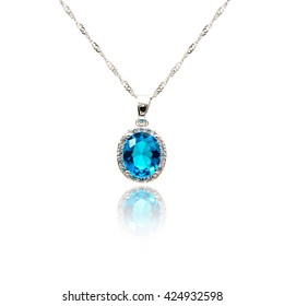 Sapphire Pendant Isolated On White