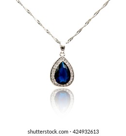 Sapphire Pendant Isolated On White