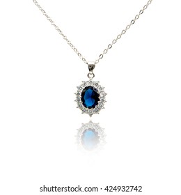 Sapphire Pendant Isolated On White