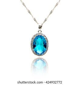 Sapphire Pendant Isolated On White