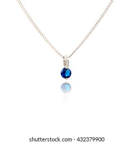 Sapphire Pendant Isolated On White