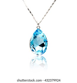 Sapphire Pendant Isolated On White