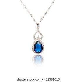 Sapphire Pendant Isolated On White