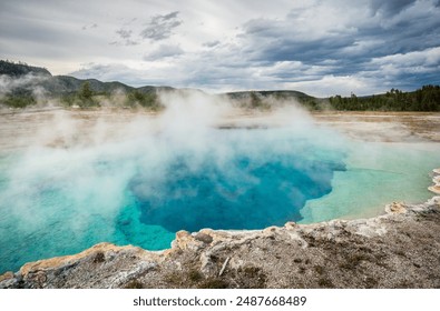 The Sapphire Pool in Biscuit Basin, Yellowstone National Park, Wyoming - Powered by Shutterstock