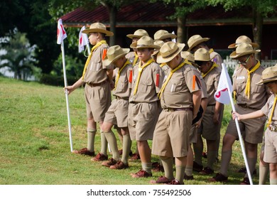 Saraburi, Thailand - Nov 12, 2017: Primary Scouting Activities, Scout Camp in Saraburi