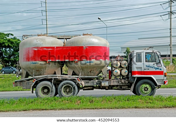 SARABURI-THAILAND-AUGUST 4 : The\
cement truck on the road, August 4, 2015 Saraburi Province,\
Thailand.advertise