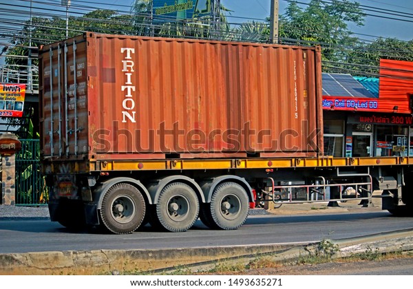 SARABURI-THAILAND-FEBRUARY 9 : The\
Transportation truck on the local road in the city, February 9,\
2017 Saraburi Province,\
Thailand