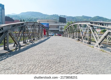 Sarajevo, Bosnia and Herzegovina - June 3, 2022: Eiffel bridge at Skenderija. The Skenderija Bridge (also called Ajfel or Ajfelov most).