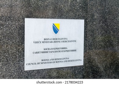 Sarajevo, Bosnia And Herzegovina - June 3, 2022: Emblem Of Council Of Ministers Of Bosnia And Herzegovina.