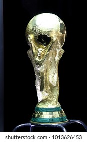 Sarajevo, Bosnia and Herzegovina, March 2014, World Cup Trophy on a black Background,  World Cup Trophy, was introduced in 1974. Made of 18 carat gold with a malachite base.