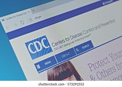 SARANSK, RUSSIA - FEBRUARY 06, 2017: A computer screen shows details of Centers for Disease Control and Prevention main page on its web site. Selective focus.