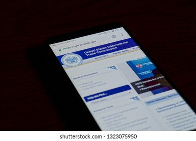 SARANSK, RUSSIA - FEBRUARY 10, 2019: A Smartphone Screen Shows Details Of United States International Trade Commission (USITC) Home Page On It's Web Site.