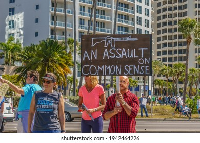 Sarasota, FL,
US -March 24, 2018 - Protesters Gather At The Student-led Protest March For Our Lives Demanding Government Action On Gun Control Following The Mass Shooting In Parkland, Florida.