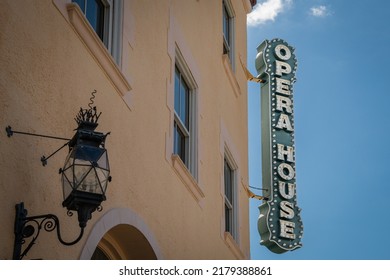 Sarasota, FL, US-May 29, 2022: The Iconic Historial Opera House In The Downtown Cultural District.