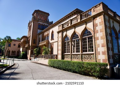Sarasota, Florida -2021: Ca' d'Zan, (Venetian for "House of John"), waterfront residence of Mable and John Ringling. Mediterranean revival style residence made of stucco, terra cotta and glazed tile. 