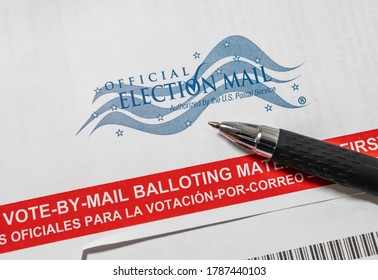 SARASOTA, FLORIDA - JULY 31, 2020 : Official Election Mail Vote By Mail Absentee Voter Balloting Materials.