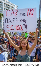 Sarasota, FLUS -March 24, 2018 - Protesters gather at the student-led protest March For Our Lives demanding government action on gun control following the mass shooting in Parkland, Florida.