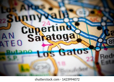 Saratoga. California. USA On A Map