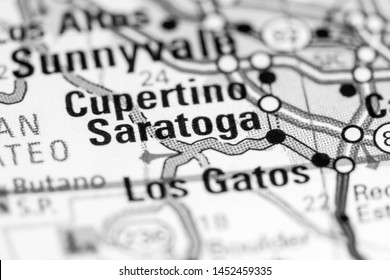 Saratoga. California. USA On A Map