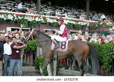 SARATOGA SPRINGS - August 16: Alan Garcia Aboard Girolamo In The Winners Circle Following The Fifth Race August 16, 2008 In Saratoga Springs, NY.