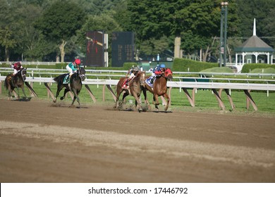 SARATOGA SPRINGS - August 22: Ginger Punch Battles Lemon Drop Mom  In The Stretch Run Of The Personal Ensign Grade I Stakes Race August 22, 2008 In Saratoga Springs, NY.