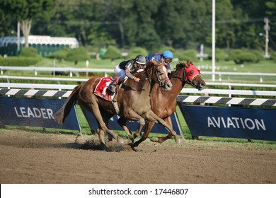 SARATOGA SPRINGS - August 22: Ginger Punch And Lemon Drop Mom Are All Even In The Stretch Run Of The Personal Ensign Grade I Stakes Race August 22, 2008 In Saratoga Springs, NY.