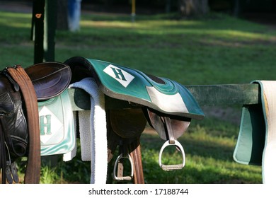 SARATOGA SPRINGS - August 23:  A Saddle And Other Tack In The Stables On The Main Track The Morning Of The Travers Stakes August 23, 2008 In Saratoga Springs, NY.