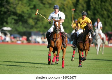 SARATOGA SPRINGS - August 27: Unidentified Polo Players And Horse Galloping In Fast Action During Match At Saratoga Polo Club August 27, 2008 In Saratoga Springs, NY.