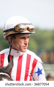 SARATOGA SPRINGS, NY- AUG 28: Ramon Dominguez In The Winners Circle After The 5th Race At Saratoga Race Track, August 28, 2009 In Saratoga Springs, NY.