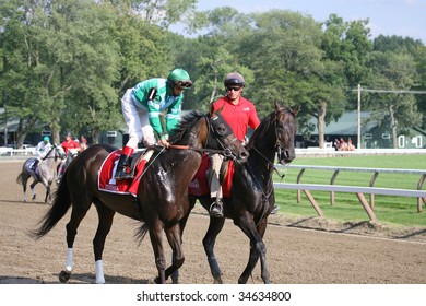 SARATOGA SPRINGS, NY- AUGUST 1:  John Velazquez Aboard Mushka In The Post Parade Before The 71st Diana Stakes At Saratoga Race Track, August 1, 2009 In Saratoga Springs, NY.