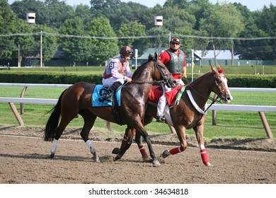 SARATOGA SPRINGS, NY- AUGUST 1:  Javier Castellano Aboard Criticism (GB) In The Post Parade Before The 71st Diana Stakes At Saratoga Race Track,  August 1, 2009 In Saratoga Springs, NY.