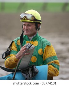 SARATOGA SPRINGS, NY- AUGUST 23: Calvin Borel Walks To The Scales After The 5th Race At Saratoga Race Track, August 23, 2009 In Saratoga Springs, NY.