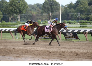 SARATOGA SPRINGS, NY - AUGUST 25: Contested With Rafael Bejarano Aboard Wins The Grade I TEST STAKES On August 25, 2012 Saratoga Springs, New York