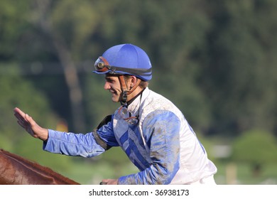 SARATOGA SPRINGS, NY- SEPT 7: A Happy Jamie Theriot Aboard 