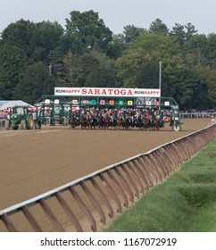 Saratoga Springs, NY, USA - August 25, 2018: The Start Of The Mile And One Quarter 1.25 Million $ Travers Stakes On Travers Day August 25, 2018 Saratoga Springs, NY, USA 