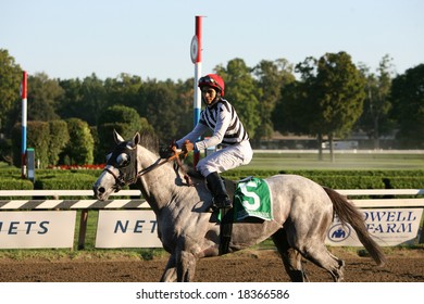 SARATOGA SPRINGS - September 1: Alan Garcia Aboard Vineyard Haven Return To The Winners Circle After The Hopeful Stakes On September 1, 2008 In Saratoga Springs, NY.