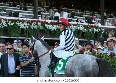 SARATOGA SPRINGS - September 1: Alan Garcia Aboard Vineyard Haven In The WInners Circle After The Hopeful Stakes On September 1, 2008 In Saratoga Springs, NY.