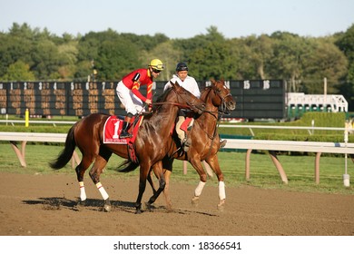 SARATOGA SPRINGS - September 1: Kent Desormeaux Aboard Break Water Edison In The Post Parade For The Hopeful Stakes On September 1, 2008 In Saratoga Springs, NY.