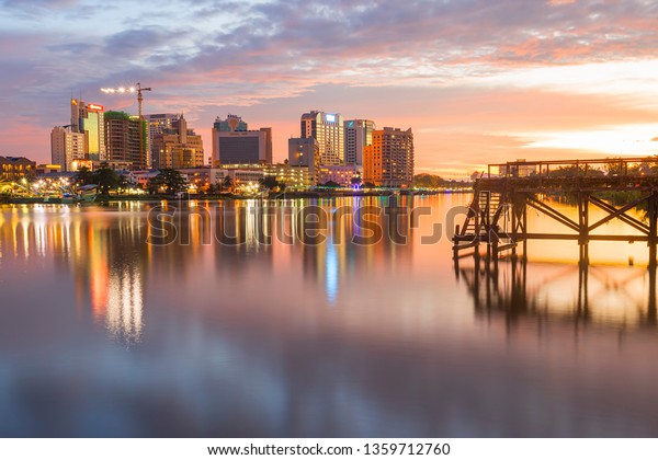 Sarawak River View Dusk Modern Business Stock Photo (Edit Now 