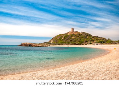 Sardinia, View Of Stunning Beach Of Chia, Domus De Maria, Italy 