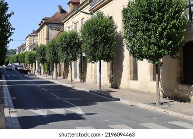 Sarlat La Caneda, France - 07 18 2022 : Typical Street, Sarlat La Caneda Town, Dordogne Department, France