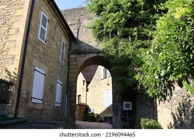 Sarlat La Caneda, France - 07 18 2022 : Typical Street, Sarlat La Caneda Town, Dordogne Department, France