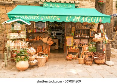 Sartene, Corsica Island - 1 July 2006: Traditional Food Shop At Sartene On The Island Of Corsica, France