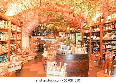 Sartene, Corsica Island - 1 July 2006: Traditional Food Shop At Sartene On The Island Of Corsica, France