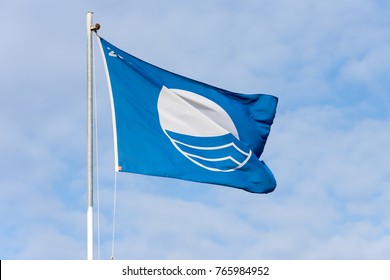 Sarti, Greece, Blue Flag At A Beach, Blue Flag Against Sky