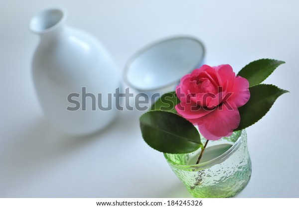 Sasanqua Flower Liquor Bottle Stock Photo Edit Now 184245326