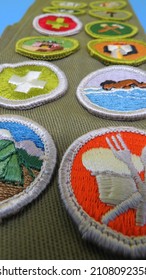 Sash Of Colorful Boy Scout Merit Badges